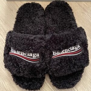 Balenciaga fur slide